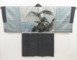 Photo1: 5225T10z470 Vintage Japanese Kimono Silk Men's HAORI Eagle Dark gray (1)