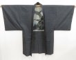 Photo5: 5225T10z470 Vintage Japanese Kimono Silk Men's HAORI Eagle Dark gray (5)