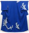 Photo1: 5225T13z940 Vintage Japanese Kimono Silk TSUKESAGE Flower Royal blue (1)