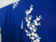 Photo2: 5225T13z940 Vintage Japanese Kimono Silk TSUKESAGE Flower Royal blue (2)