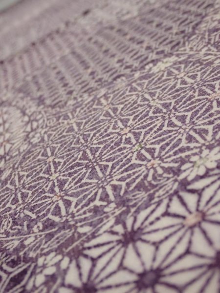 Photo4: 4F01z60  Japanese Kimono Silk  FABRIC Asanoha Purple 39.8x14.6 (4)