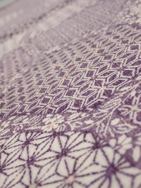 Photo4: 4F02z60  Japanese Kimono Silk  FABRIC Asanoha Purple 39.8x14.6 (4)