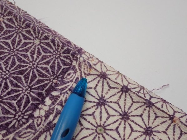 Photo6: 4F06z80  Japanese Kimono Silk  FABRIC Asanoha Purple 57.9x14.6 (6)