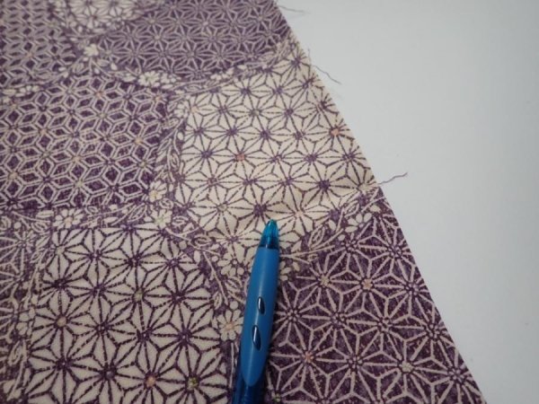 Photo8: 4F06z80  Japanese Kimono Silk  FABRIC Asanoha Purple 57.9x14.6 (8)