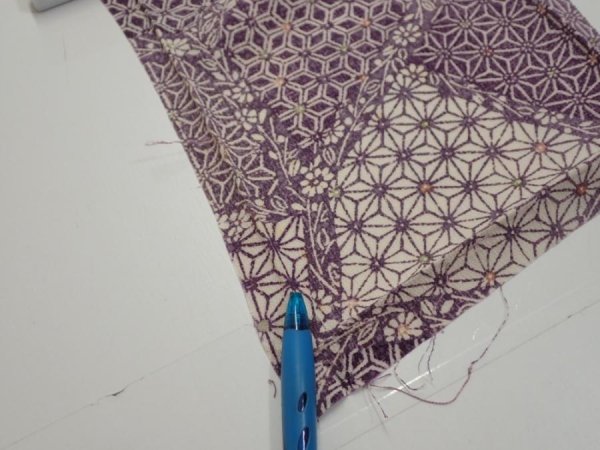 Photo6: 4F08z40  Japanese Kimono Silk  FABRIC Asanoha Purple 55.9x7.3 (6)