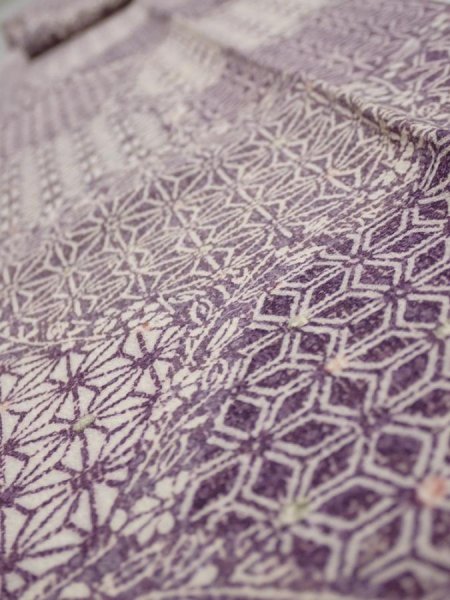 Photo4: 4F09z50  Japanese Kimono Silk  FABRIC Asanoha Purple 67.7x7.1 (4)