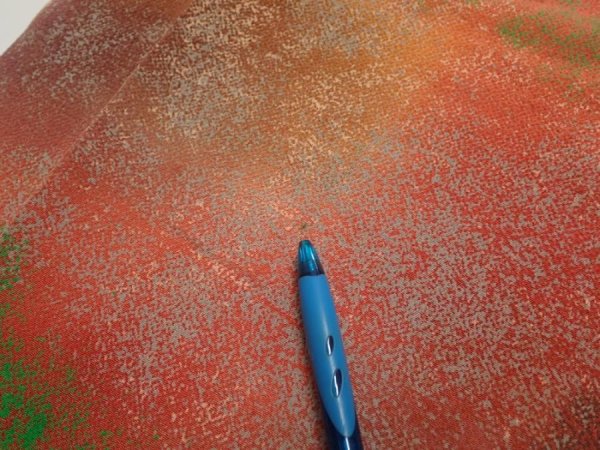 Photo6: 4F05z100  Japanese Kimono Crepe Silk  FABRIC Branch Dark orange 63.0x14.2 (6)