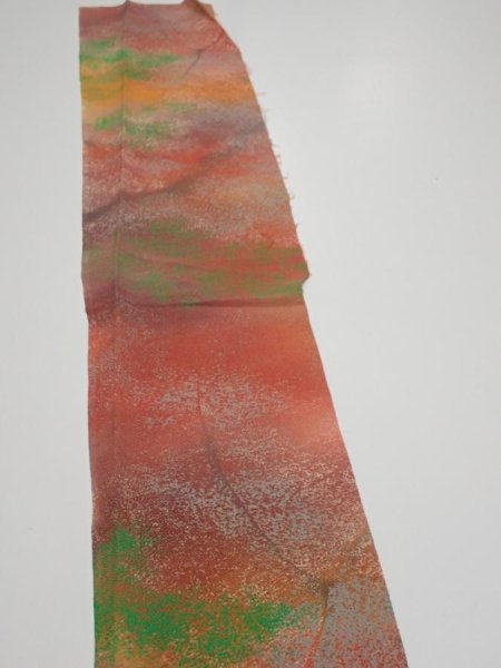 Photo3: 4F07z50  Japanese Kimono Crepe Silk  FABRIC Branch Dark orange 57.9x7.1 (3)