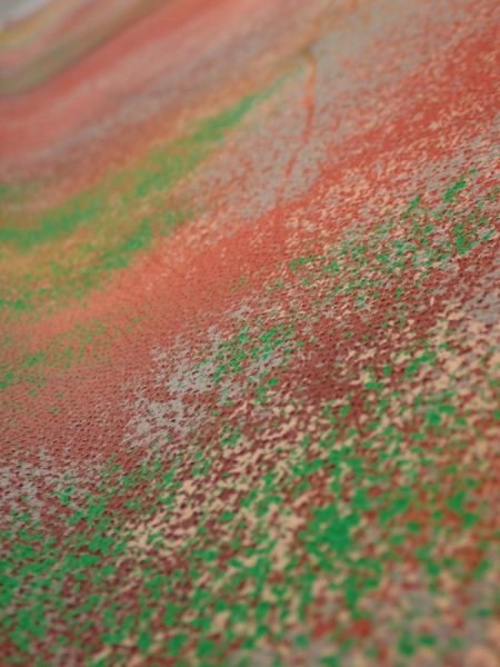 Photo4: 4F07z50  Japanese Kimono Crepe Silk  FABRIC Branch Dark orange 57.9x7.1 (4)