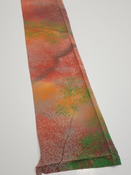 Photo2: 4F08z50  Japanese Kimono Crepe Silk  FABRIC Branch Dark orange 58.3x7.1 (2)