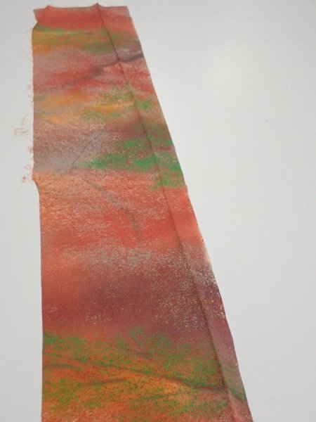 Photo3: 4F08z50  Japanese Kimono Crepe Silk  FABRIC Branch Dark orange 58.3x7.1 (3)