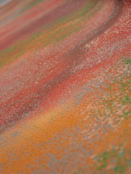 Photo4: 4F08z50  Japanese Kimono Crepe Silk  FABRIC Branch Dark orange 58.3x7.1 (4)