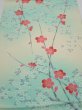 Photo1: 4F02z60  Japanese Kimono Silk  FABRIC Plum branch Light cream 40.9x13.8 (1)