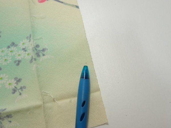 Photo6: 4F06z80  Japanese Kimono Silk  FABRIC Plum branch Light cream 63.8x14.0 (6)