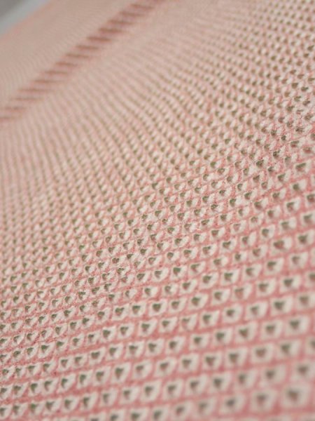 Photo1: 4F01z50  Japanese Kimono Silk SHIBORI FABRIC  Coral pink 42.5x14.0 (1)