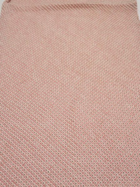 Photo2: 4F02z50  Japanese Kimono Silk SHIBORI FABRIC  Coral pink 41.3x14.0 (2)