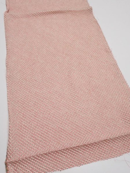 Photo3: 4F02z50  Japanese Kimono Silk SHIBORI FABRIC  Coral pink 41.3x14.0 (3)