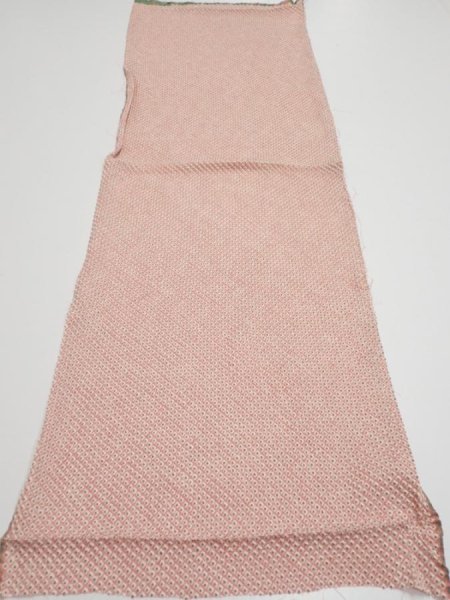 Photo5: 4F02z50  Japanese Kimono Silk SHIBORI FABRIC  Coral pink 41.3x14.0 (5)