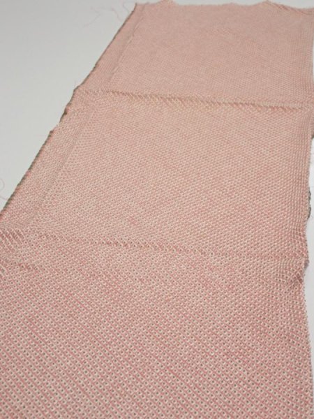 Photo4: 4F03z80  Japanese Kimono Silk SHIBORI FABRIC  Coral pink 60.6x13.8 (4)