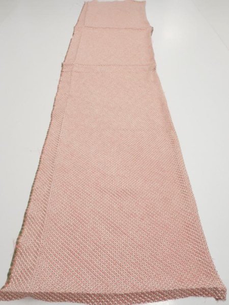 Photo5: 4F03z80  Japanese Kimono Silk SHIBORI FABRIC  Coral pink 60.6x13.8 (5)