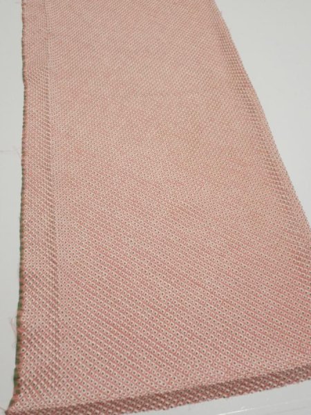 Photo3: 4F05z70  Japanese Kimono Silk SHIBORI FABRIC  Coral pink 60.6x13.8 (3)