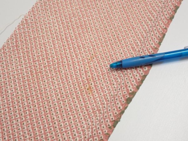 Photo6: 4F08z40  Japanese Kimono Silk SHIBORI FABRIC  Coral pink 55.1x7.1 (6)