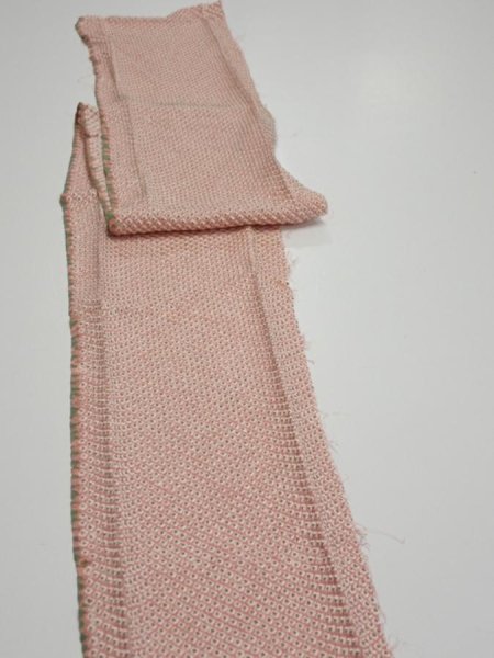 Photo3: 4F09z50  Japanese Kimono Silk SHIBORI FABRIC  Coral pink 73.2x6.9 (3)