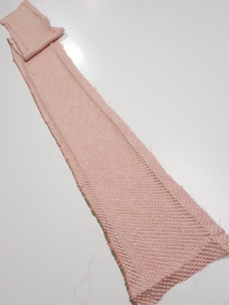 Photo5: 4F09z50  Japanese Kimono Silk SHIBORI FABRIC  Coral pink 73.2x6.9 (5)