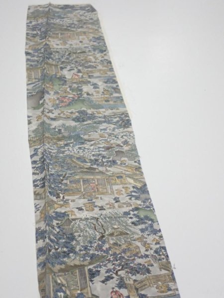 Photo3: 1Y08z40  Japanese Kimono Silk  FABRIC Heian era Gray 59.1x6.9 (3)