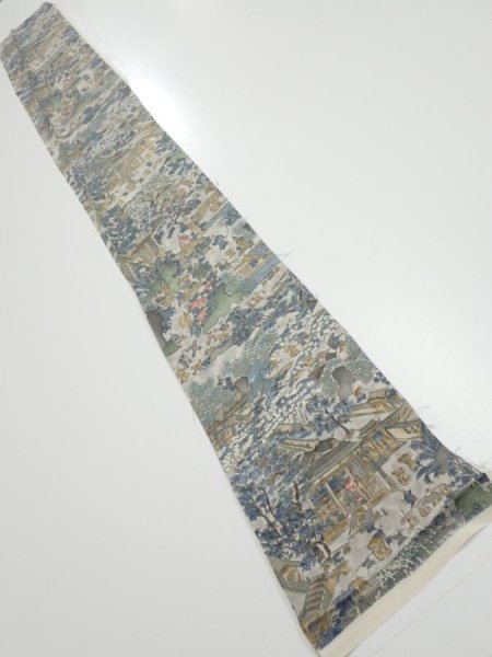 Photo5: 1Y08z40  Japanese Kimono Silk  FABRIC Heian era Gray 59.1x6.9 (5)