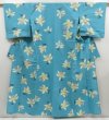 Photo1: 5228T02z460 Vintage Japanese Kimono Cotton YUKATA Flower Water blue (1)