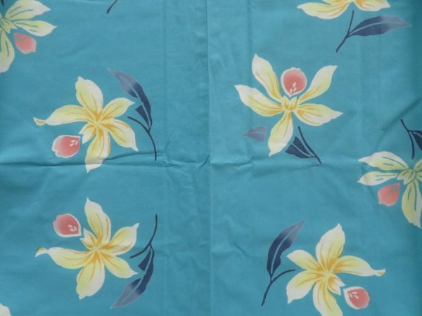 Photo5: 5228T02z460 Vintage Japanese Kimono Cotton YUKATA Flower Water blue (5)