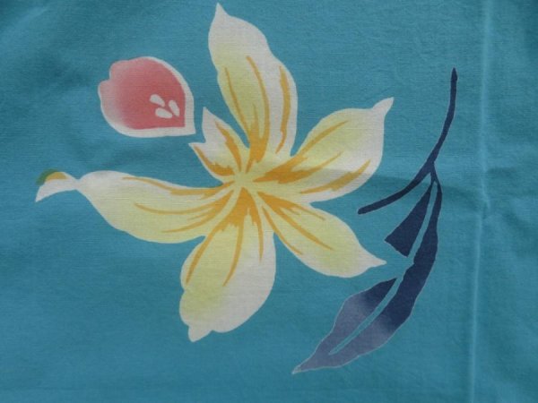 Photo6: 5228T02z460 Vintage Japanese Kimono Cotton YUKATA Flower Water blue (6)