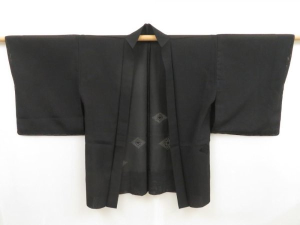 Photo5: 5228T04z290 Vintage Japanese Kimono Silk See through HAORI  Black (5)