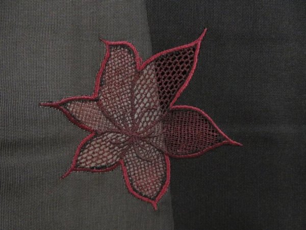 Photo4: 5228T07z240 Vintage Japanese Kimono Silk See through HAORI Leaf Black (4)