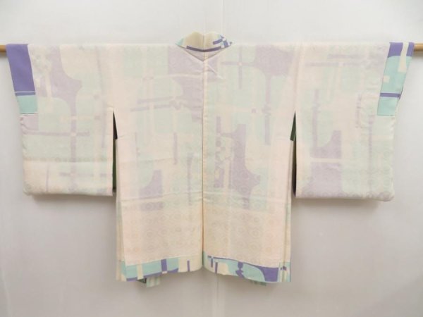 Photo6: 5228T09z520 Vintage Japanese Kimono Silk HAORI  Light blue (6)