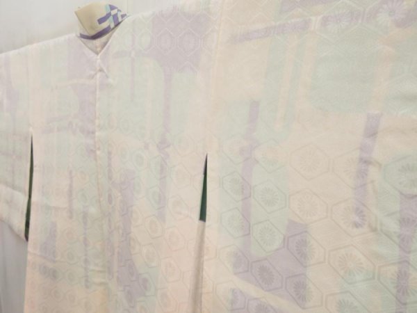 Photo7: 5228T09z520 Vintage Japanese Kimono Silk HAORI  Light blue (7)