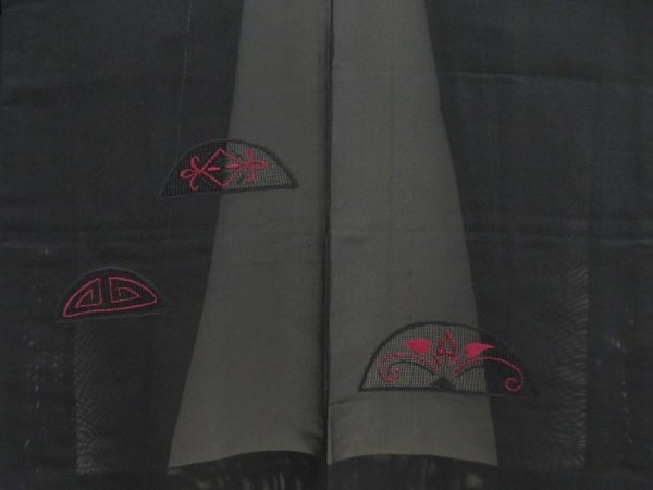 Photo3: 5228T10z280 Vintage Japanese Kimono Silk See through HAORI  Black (3)