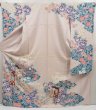 Photo1: 5228T12z1100 Vintage Japanese Kimono Silk FURISODE Royal cart Ash pink (1)