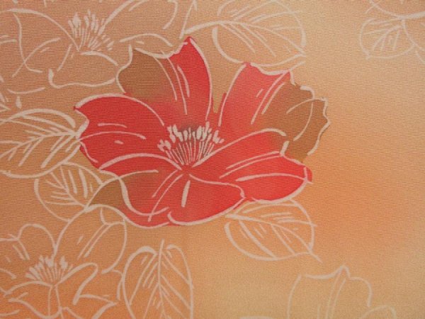 Photo4: 5301T08z500 Vintage Japanese Kimono Silk HAORI Flower Coral orange (4)