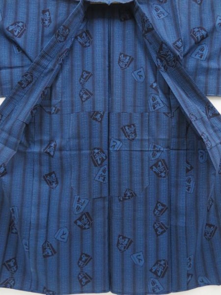 Photo7: 5301T13z500 Japanese Kimono Cotton Men's YUKATA Shogi pieces Dark blue (7)