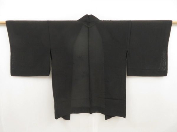 Photo1: 5301T04z300 Vintage Japanese Kimono Silk See through HAORI Maple Black (1)