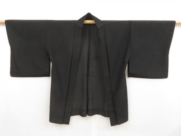 Photo5: 5301T04z300 Vintage Japanese Kimono Silk See through HAORI Maple Black (5)