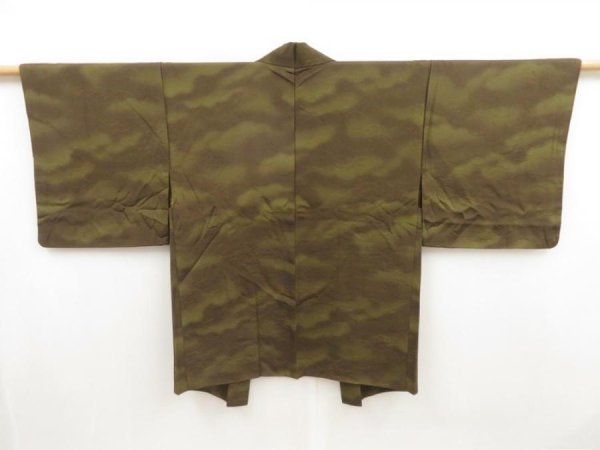Photo1: 5301T06z520 Vintage Japanese Kimono Silk HAORI Shibakusa Olive drab (1)