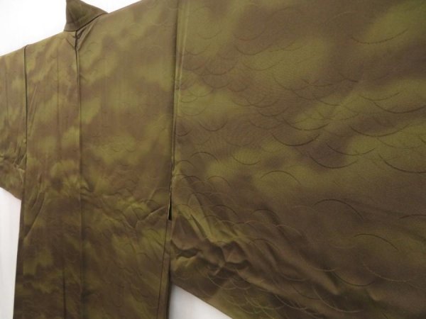 Photo2: 5301T06z520 Vintage Japanese Kimono Silk HAORI Shibakusa Olive drab (2)