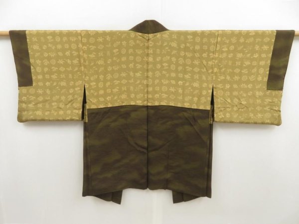 Photo6: 5301T06z520 Vintage Japanese Kimono Silk HAORI Shibakusa Olive drab (6)