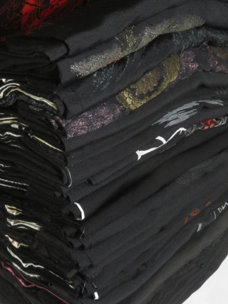 Photo1: CHG3z13  Japanese Kimono Silk BLACK HAORI 25pcs FREE SHIPPING (1)