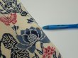Photo9: 4G06z90  Japanese Kimono Crepe Silk  FABRIC Butterfly Sand beige 63.0x14.0 (9)