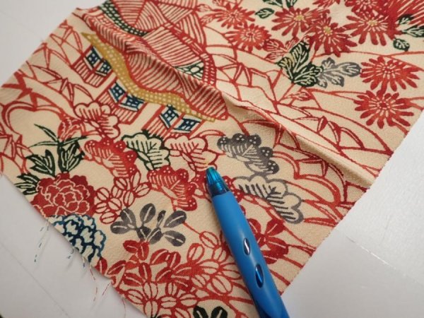 Photo5: 4G09z60  Japanese Kimono Silk  FABRIC Flowers Light cream 92.1x7.3 (5)