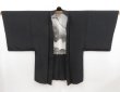 Photo2: 5302T01z560 Vintage Japanese Kimono Silk Men's HAORI Mt.Fuji Black (2)